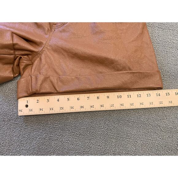 Ronny Kobo Women Large Brown Faux Leather Paperbag Shorts - Picture 8 of 13